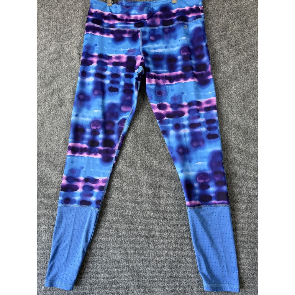 Champion PowerTrain XL Tie‎ Dye Active Leggings Blue Purple Power Flex